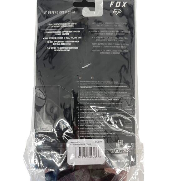 Fox Racing 8 Inch Defend Crew Sock in Plum Perfect Mens Size L / XL NWT - Picture 4 of 4